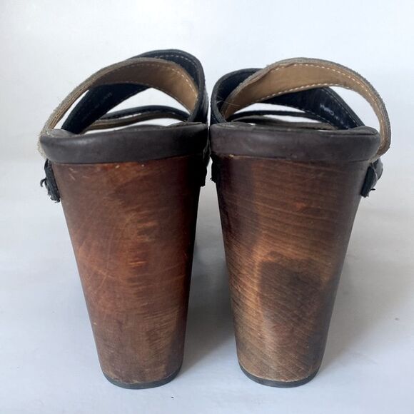 Rag & Bone Black & Tope Leather Platform 4” Wood Heels sz 6 Urban Edge Model - Picture 7 of 13